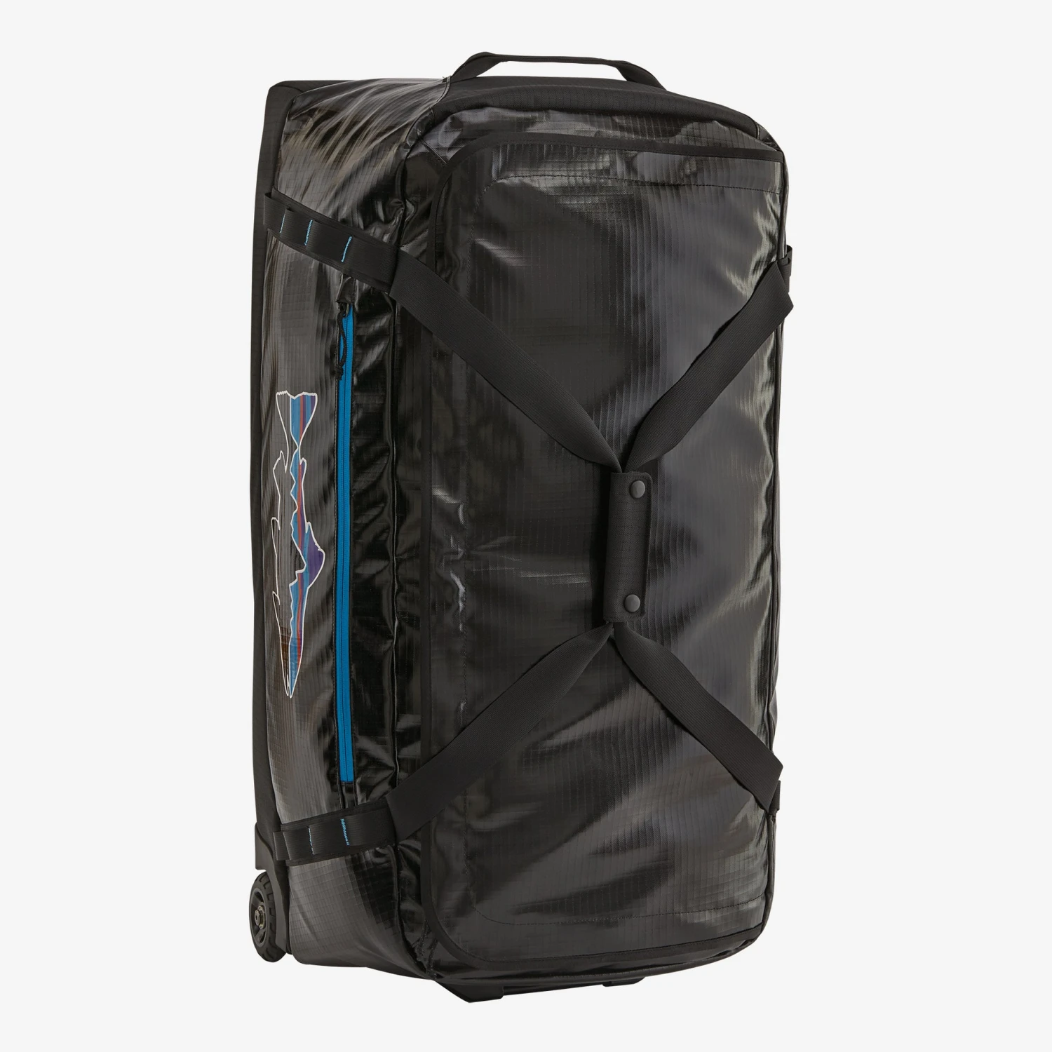 Patagonia - Black Hole Wheeled Duffel Bag 100L - Black W/Fitz Trout 1 Patagonia - Black Hole Wheeled Duffel Bag 100L - Black W/Fitz Trout