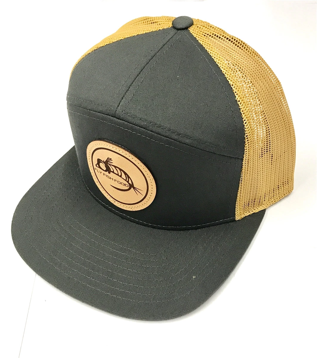 7 Panel Trucker Logo Hat - Gray & Yellow 1 7 Panel Trucker Logo Hat - Gray & Yellow