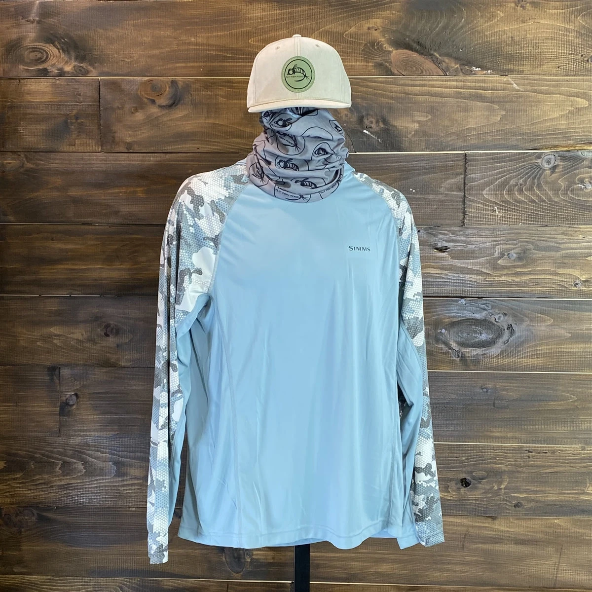 Simms - Men's Solarflex Hoody - Hex Camo Grey - Fly Fish Food Logo 2 Simms - Men's Solarflex Hoody - Hex Camo Grey - Fly Fish Food Logo - Image 2