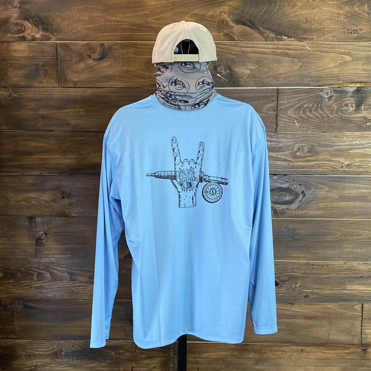 Simms - Men's Solar Tech Tee Long Sleeve - Faded Denim - Release Rocker 1 Simms - Men's Solar Tech Tee Long Sleeve - Faded Denim - Release Rocker