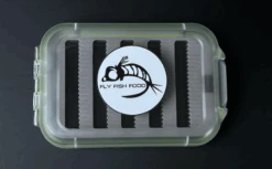 Fly Fish Food Logo Fly Box - Clear W/Page, Medium W/Dry Fly Foam