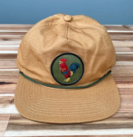 VIRTUE Fly Fish Food Rooster Patch Hat - Light Brown 1 VIRTUE Fly Fish Food Rooster Patch Hat - Light Brown
