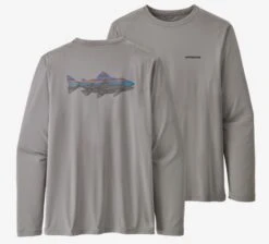 Patagonia Men's Long-Sleeved Capilene Cool Daily Fish Graphic Shirt -Fly Fishing Sale Store long sleeve grey