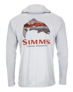 Simms Men's Tech Hoody - Artist Series - Trout Logo Flame/Sterling FFF Logo